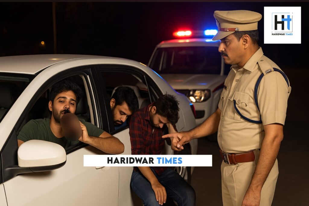 हरिद्वार : नशे में कार चला रहे तीन युवकों पर पुलिस का शिकंजा, वाहन सीज, ड्राइविंग लाइसेंस निरस्तीकरण की रिपोर्ट तैयार
